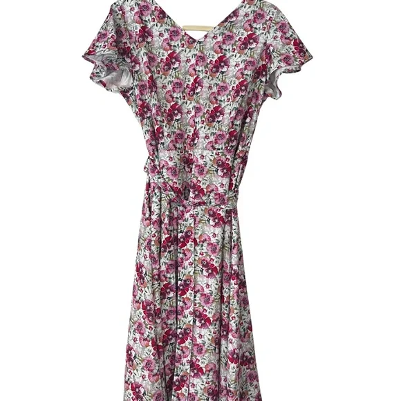 Elegant Floral Maxi Dress in Pink and White - Picture 1 of 4